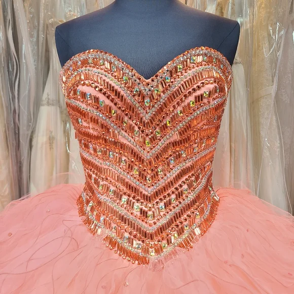 Mori Lee Dresses | Coral Egyptian Ballgown | Color: Pink/Silver | Size: 12 | Flowersboutique's Closet
